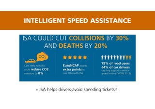 INTELLIGENT SPEED ASSISTANCE
+ ISA helps drivers avoid speeding tickets !
 
