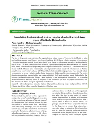 Formulation development and invitro evaluation of pulsatile drug ...