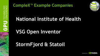 CompleX™ Example Companies


 National Institute of Health

 VSG Open Inventor

 StormFjord & Statoil
 