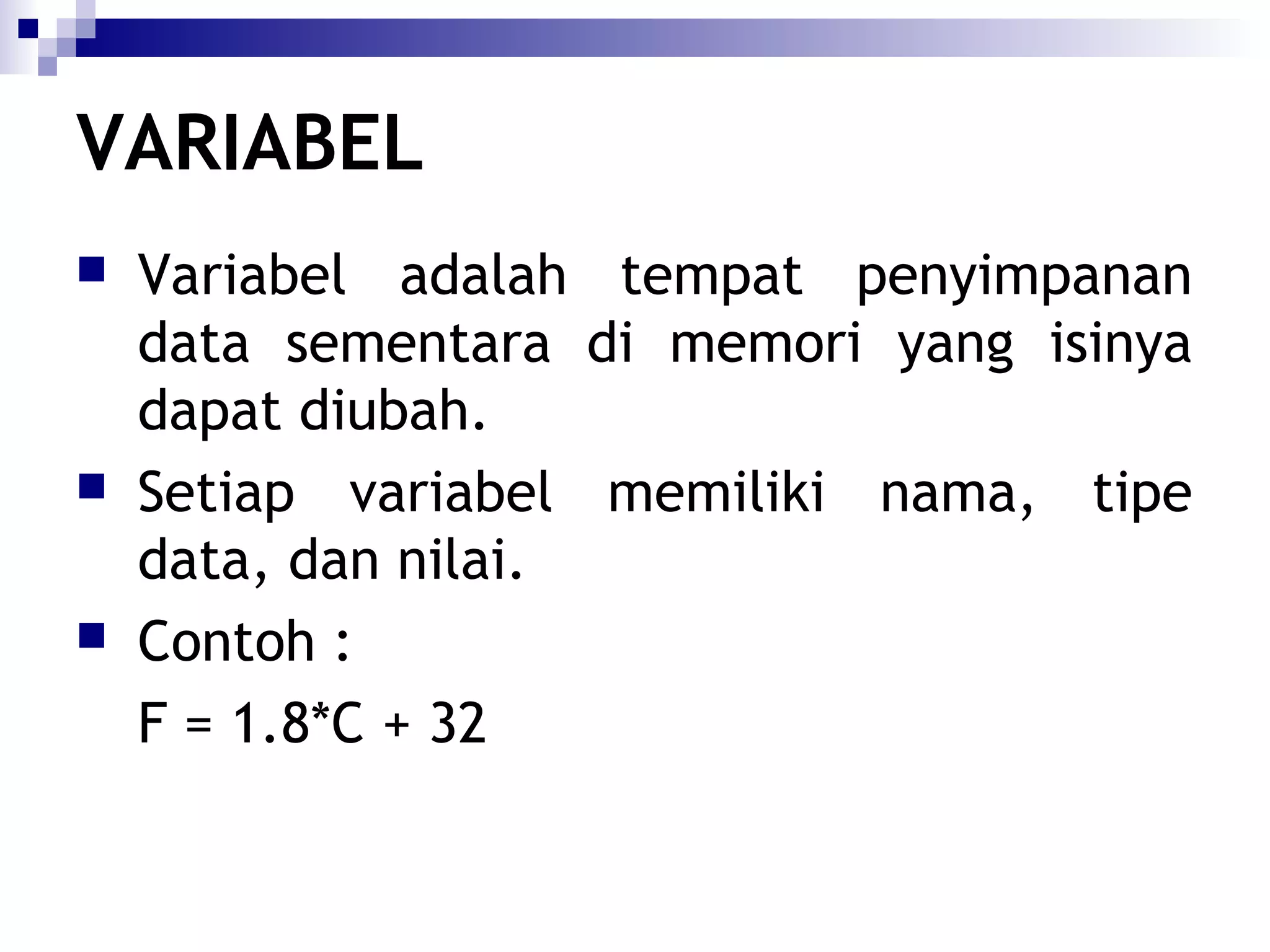variabel tipe data | PPT