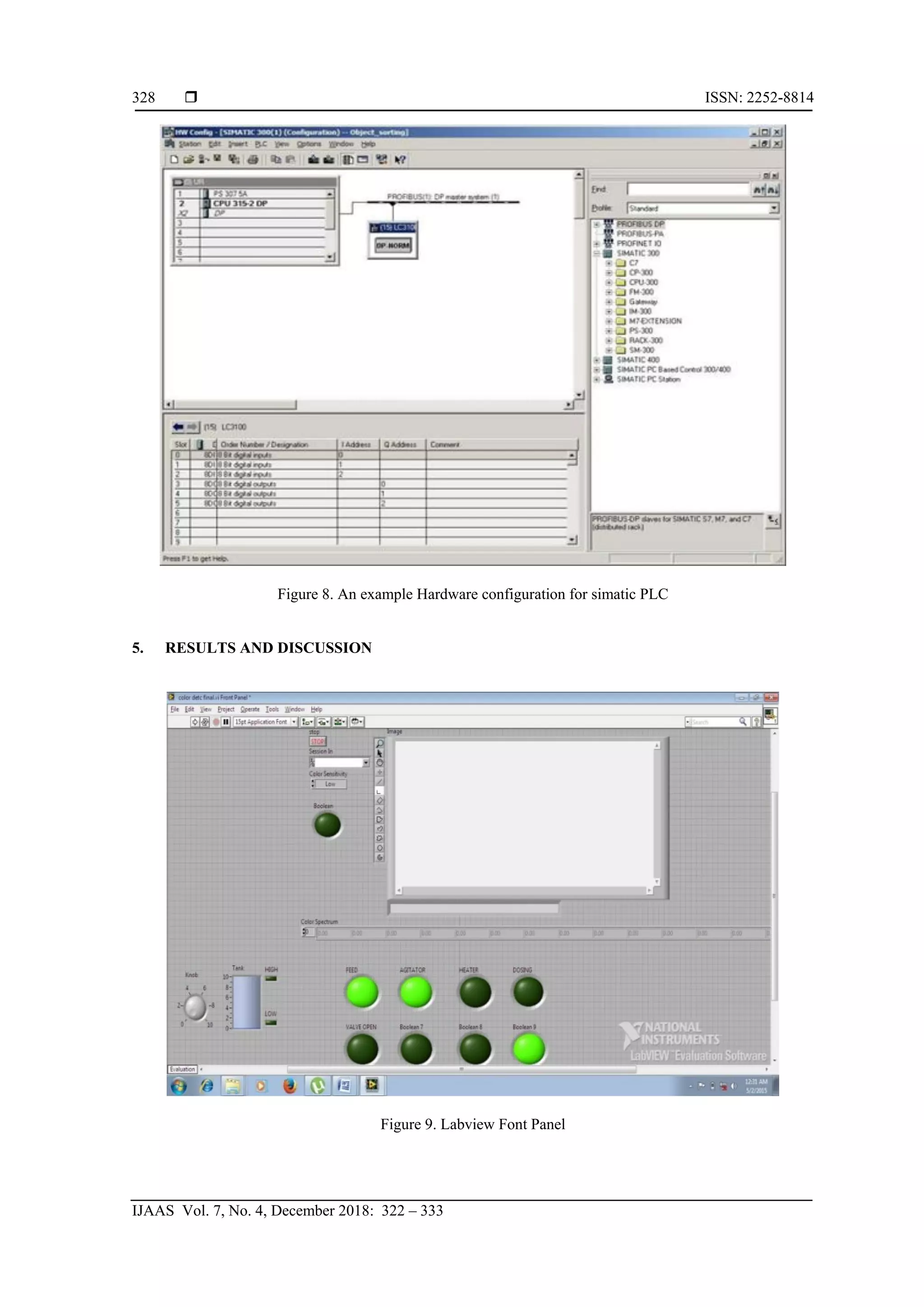  ISSN: 2252-8814
IJAAS Vol. 7, No. 4, December 2018: 322 – 333
328
Figure 8. An example Hardware configuration for simatic PLC
5. RESULTS AND DISCUSSION
Figure 9. Labview Font Panel
 