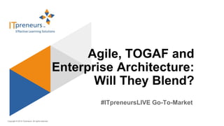 Copyright © 2015 ITpreneurs. All rights reserved.
#ITpreneursLIVE Go-To-Market
Agile, TOGAF and
Enterprise Architecture:
Will They Blend?
 