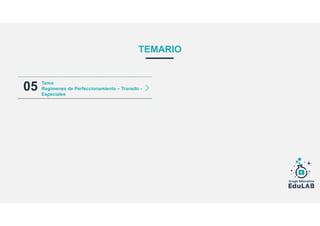 TEMARIO
05 Tema
Regímenes de Perfeccionamiento – Transito -
Especiales
 