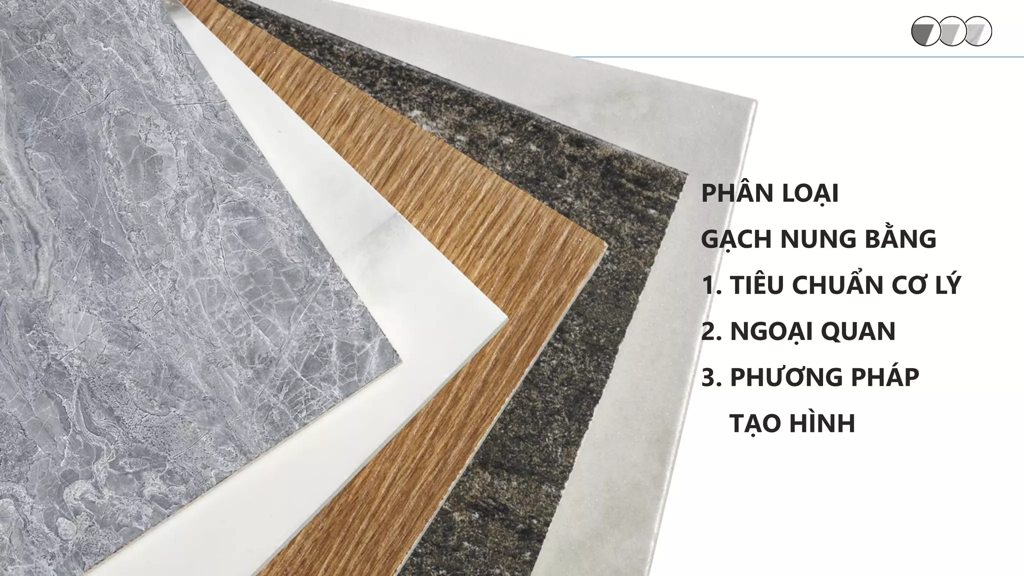 PHÂN LOẠI
GẠCH NUNG BẰNG
1. TIÊU CHUẨN CƠ LÝ
2. NGOẠI QUAN
3. PHƯƠNG PHÁP
TẠO HÌNH
 