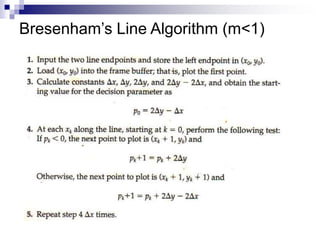 Bresenham’s Line Algorithm (m<1)
 