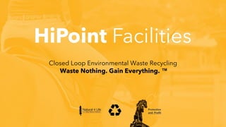 Closed Loop Environmental Waste Recycling
Waste Nothing. Gain Everything. ™
Protection
and Profit
 