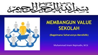 MEMBANGUN VALUE
SEKOLAH
(Bagaimana Seharusnya Mendidik)
Muhammad Imam Najmudin, M.Si
 