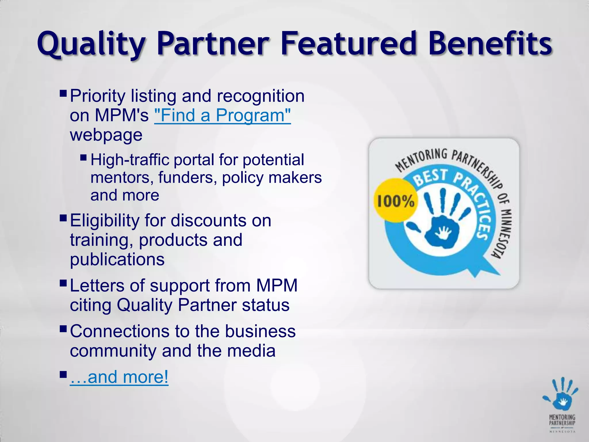 Program EvaluationContentElements of Effective Practice for Mentoring™