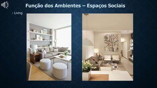 Função dos Ambientes – Espaços Sociais
- Living
 