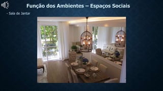 Função dos Ambientes – Espaços Sociais
- Sala de Jantar
 