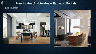 Função dos Ambientes – Espaços Sociais
- Sala de Jantar
 