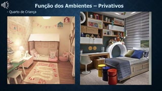 Função dos Ambientes – Privativos
- Quarto de Criança
 