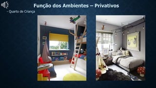 Função dos Ambientes – Privativos
- Quarto de Criança
 