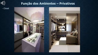 Função dos Ambientes – Privativos
- Closet
 