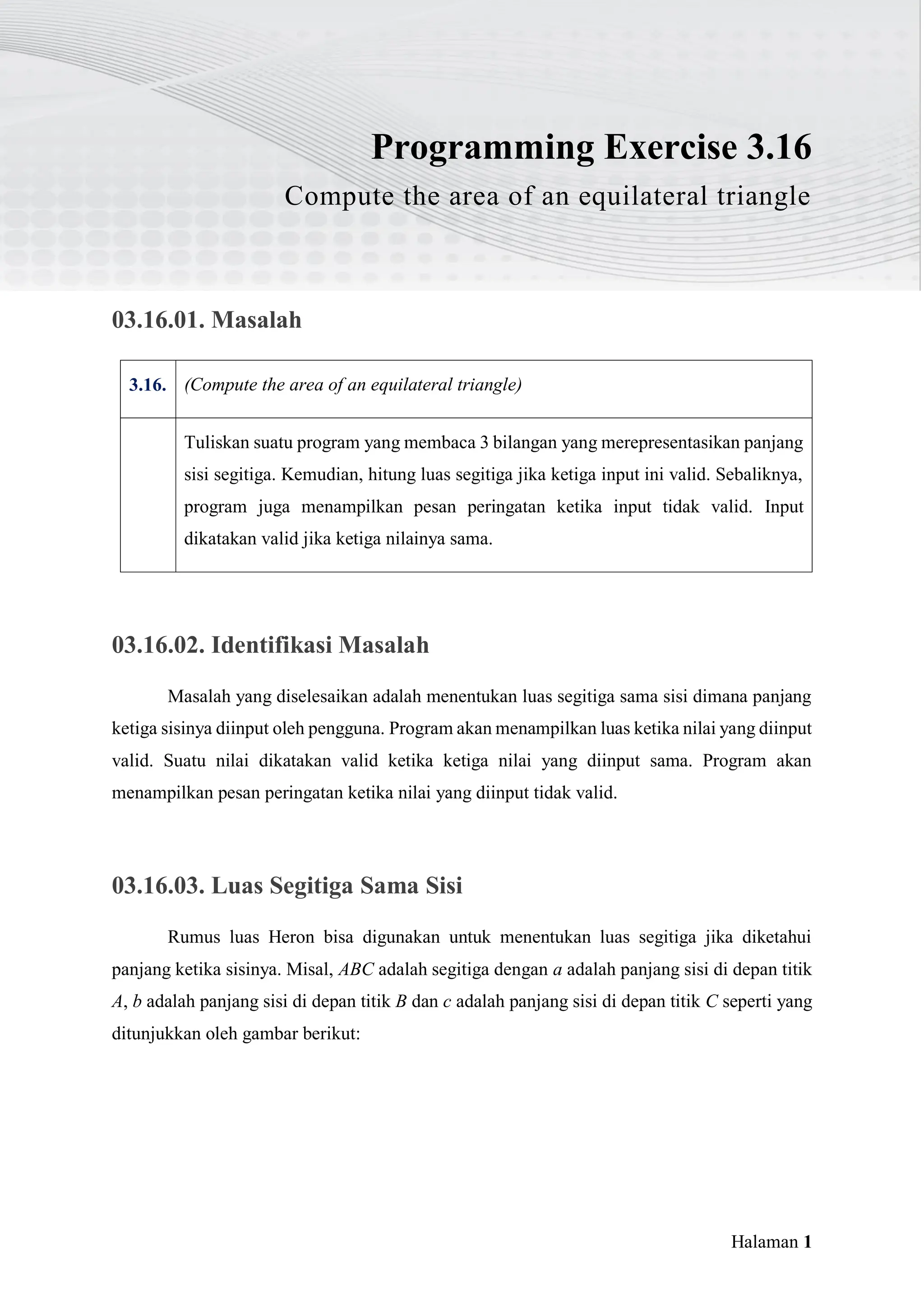 03.16. Menentukan Luas Segitiga Samasisi Menggunakan Bahasa Pemrograman ...