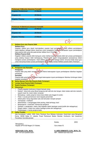 MODUL AJAR BAHASA INDONESIA KELAS 6 SEMESTER 2 KURIKULUM MERDEKA CP 032 ...