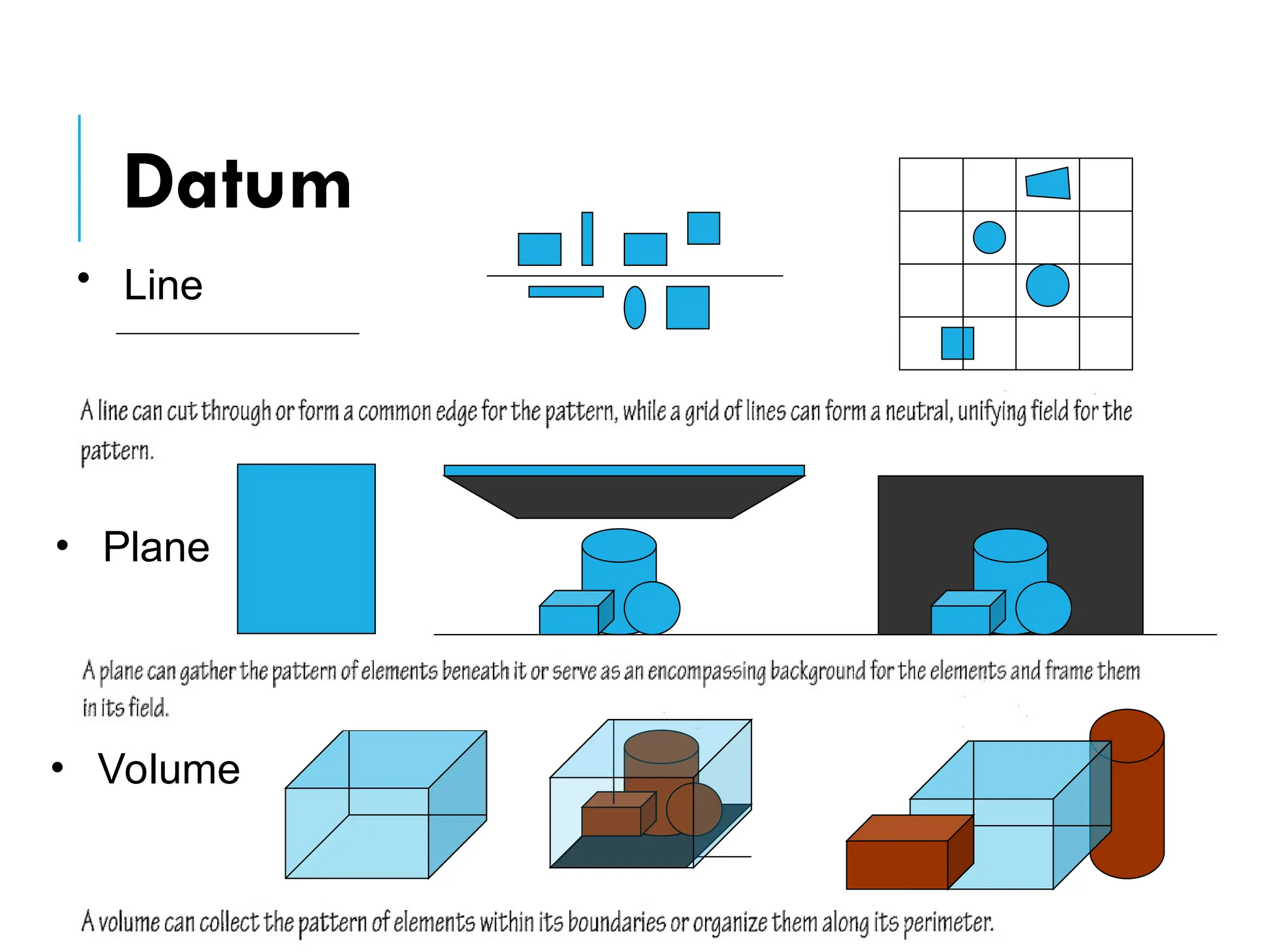 • Line
• Plane
• Volume
Datum
 