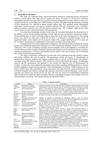 Student challenging behavior with a positive behavior support training ...