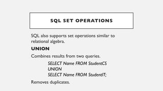 Comprehensive Guide to Relational Query Languages and SQL Operations in ...