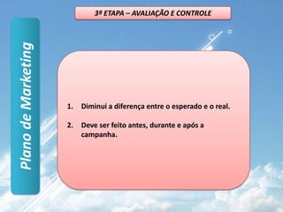 1ª ETAPA - PLANEJAMENTODefinição das Estratégias de MarketingDevemos avaliar e atribuir uma ação para cada P de acordo com a estratégias e estudos preliminares:1) PREÇOPosicionamento: o preço pode determinar o posicionamento da empresa/produto/serviçoEx: Marabraz x DasluObjetivos: regular o preço p/ atingir determinado mercado, enfrentar concorrência, maximizar lucro etc.