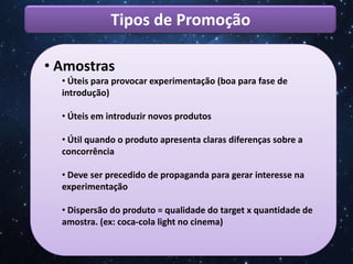 Tipos de Promoção Amostras