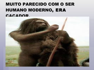 MUITO PARECIDO COM O SER HUMANO MODERNO , ERA  CAÇADOR. 