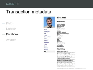Paul Kahn | 35 
Transaction metadata 
— Flickr 
— LinkedIn 
— Facebook 
— Amazon 
 