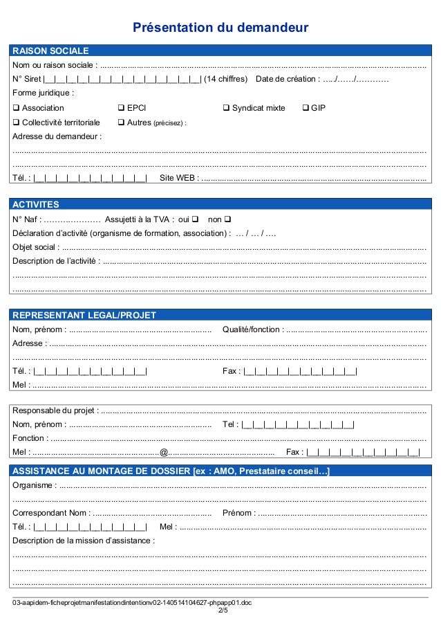 Appel à projets IDEM 2014 - Fiche projet de manifestation ...