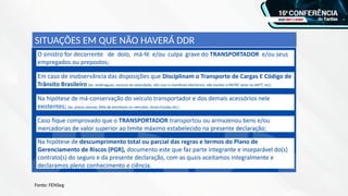 Fonte: FENSeg
SITUAÇÕES EM QUE NÃO HAVERÁ DDR
 