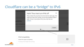 Cloudflare can be a “bridge” to IPv6
 