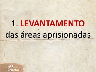 1. LEVANTAMENTO
das áreas aprisionadas
 