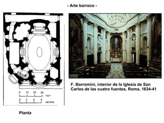 F. Borromini, interior de la Iglesia de San Carlos de las cuatro fuentes, Roma, 1634-41 Planta - Arte barroco - 