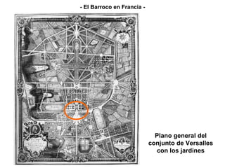 - El Barroco en Francia - Plano general del conjunto de Versalles con los jardines 