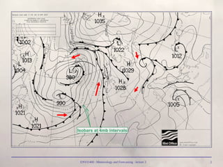 ENVI1400 : Meteorology and Forecasting : lecture 3 2
Isobars at 4mb intervals
 
