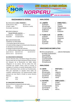 EXAMENES CONCURSO NORPERÚ - SECUNDARIA