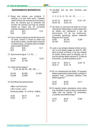 EXAMENES CONCURSO NORPERÚ - SECUNDARIA