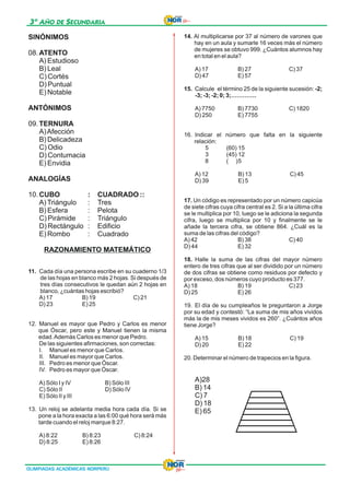 EXAMENES CONCURSO NORPERÚ - SECUNDARIA