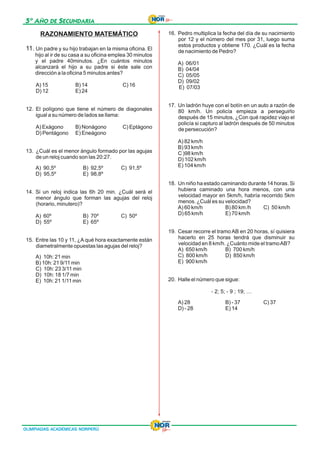 EXAMENES CONCURSO NORPERÚ - SECUNDARIA