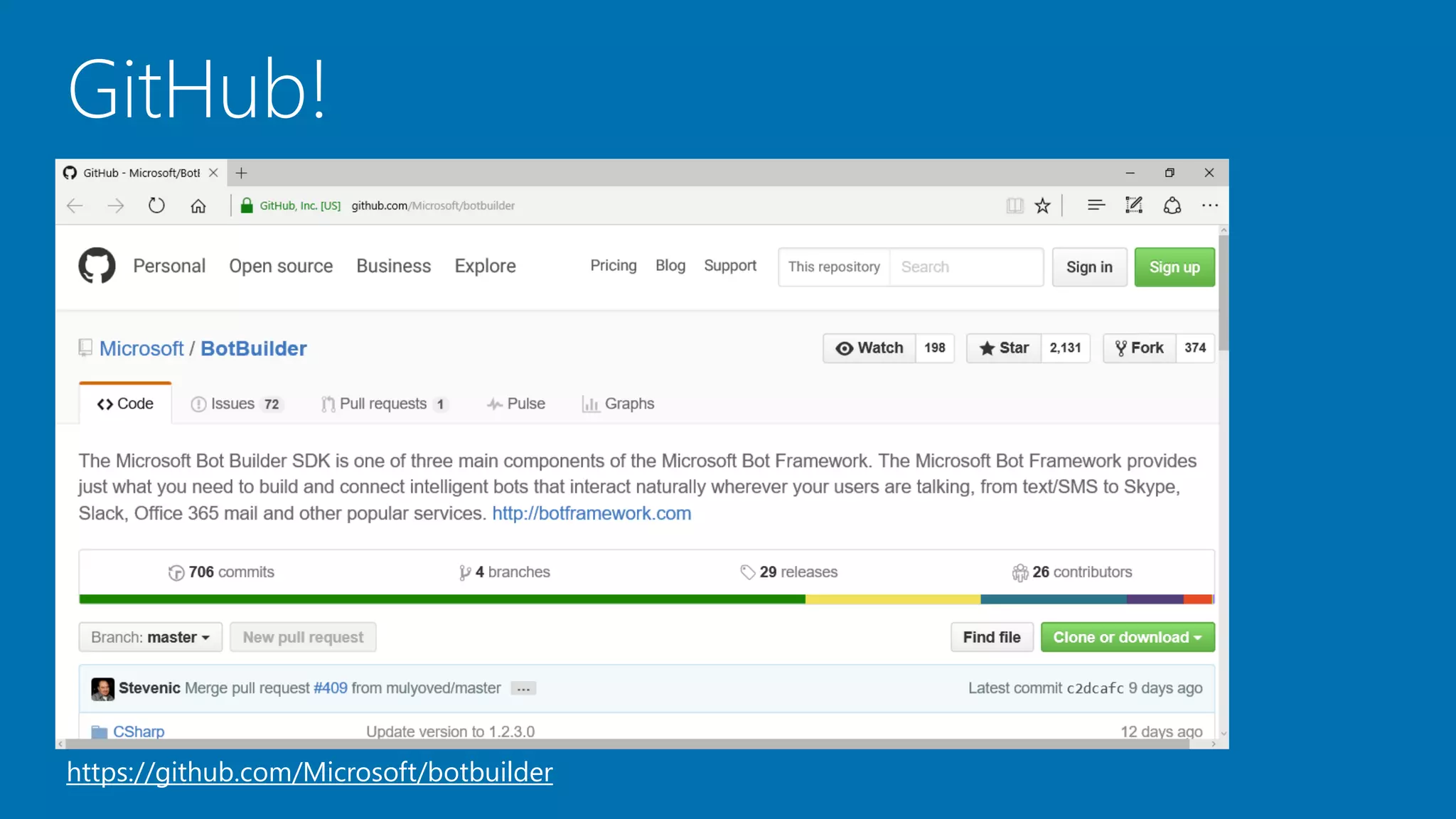 GitHub!
https://github.com/Microsoft/botbuilder
 