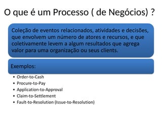 O que é um Processo ( de Negócios) ?
 