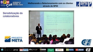 Pernambuco 
02 SET 2014 
Organização: 
Patrocínio: 
ApoioInstitucional: 
Apoio: 
Melhorandoo Relacionamentocom osclientesatravésde BPM 
Sensibilização do 
colaboradores  