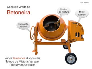 Carrinho de
Mão
Jerica
Pequenas quantidades
Cuidado segregação
(Minimizar distância)
 