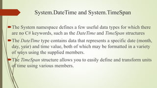 System.datetime Core C# Programming Constructs, Part 1 | PPTX