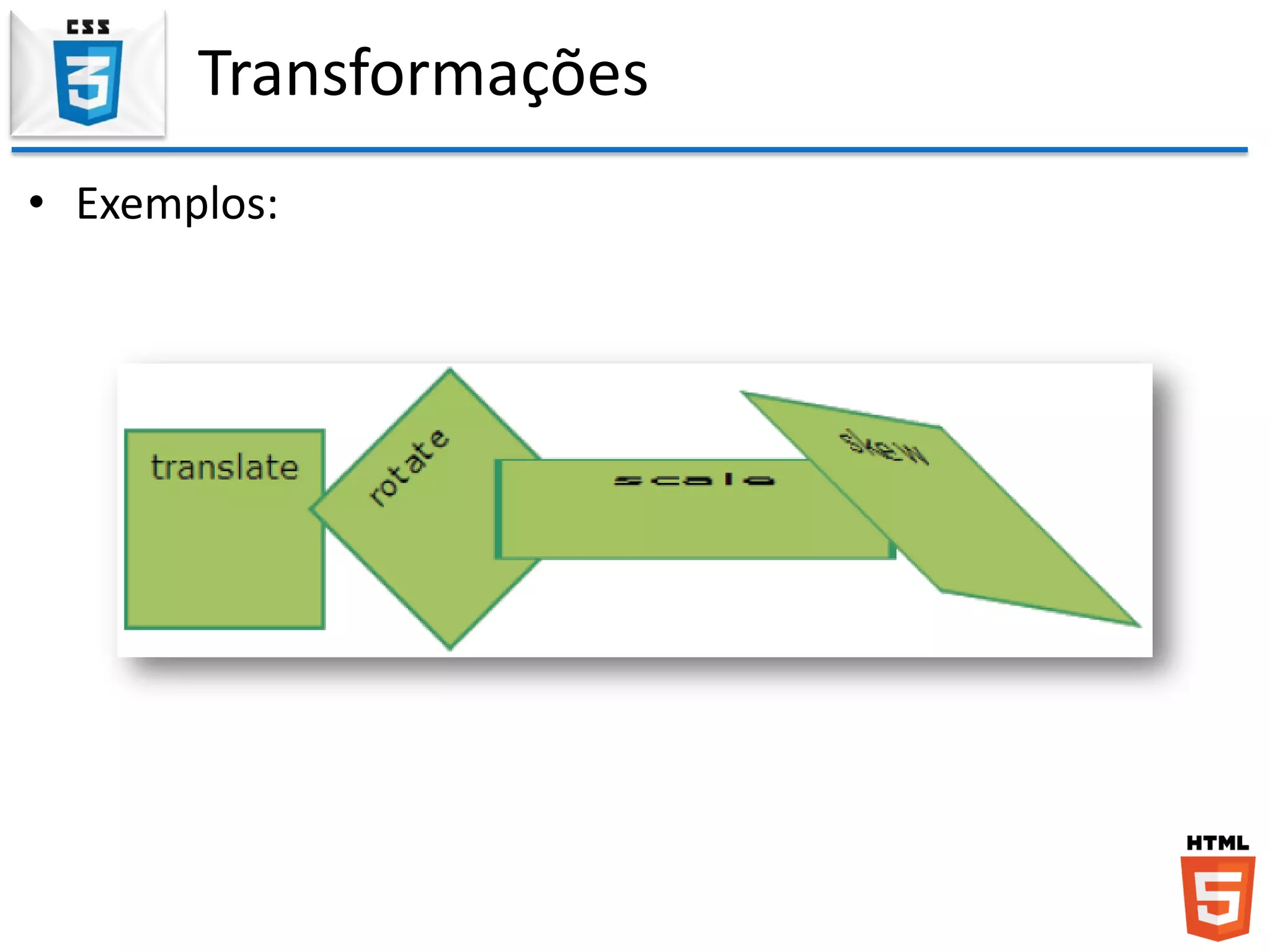 Transformações
• Exemplos:
 