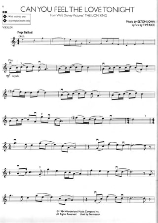 Partituras da Disney para violino