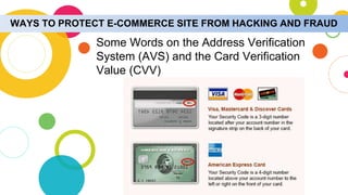 WAYS TO PROTECT E-COMMERCE SITE FROM HACKING AND FRAUD
Some Words on the Address Verification
System (AVS) and the Card Verification
Value (CVV)
 