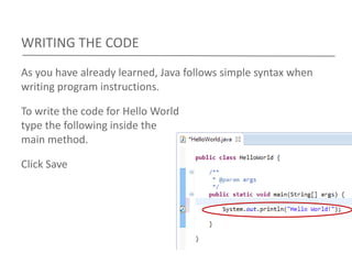 03 eclipse basics & hello world | PPT image.