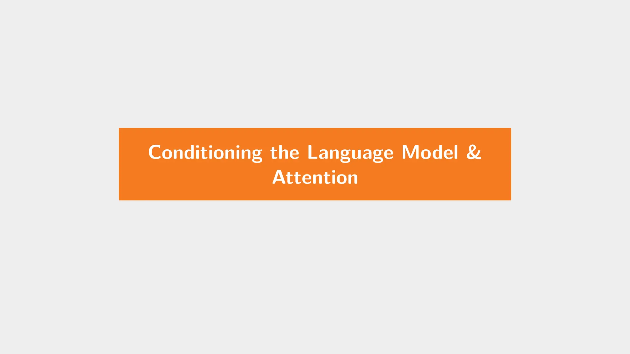 Conditioning the Language Model &
Attention
 