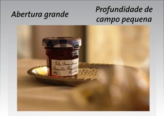 Abertura grande

Profundidade de
campo pequena

 