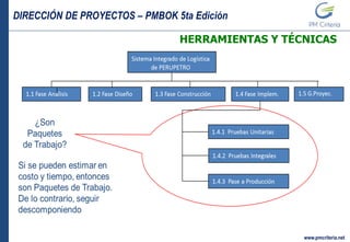DIRECCIÓN DE PROYECTOS – PMBOK 5ta Edición
www.pmcriteria.net
HERRAMIENTAS Y TÉCNICAS
 